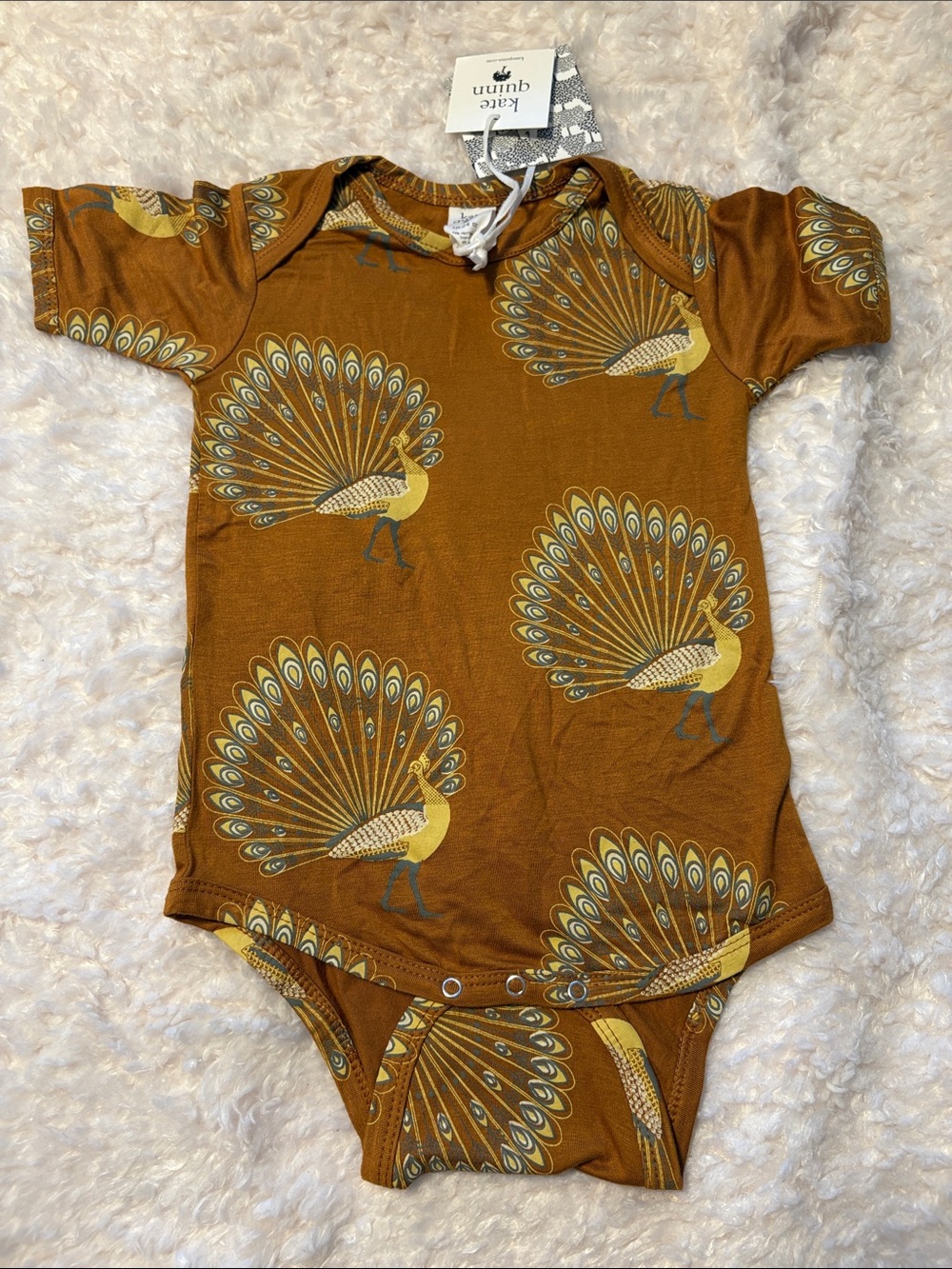 Kate Quinn Peacock Printed Short Sleeved One-Piece 18-24M